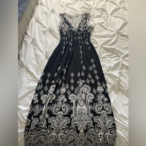 Long flowy black and white dress